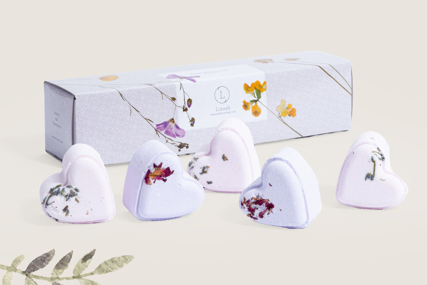 Bath Bombs - Lavender  - a Set of 5 Heart Shaped Gift box - Mother's Day best gift-2